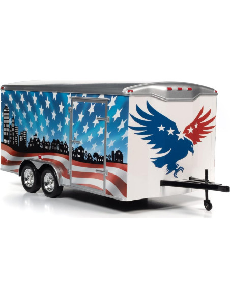 Remolque Cerrado Diecast American Muscle 1:18 Rojo-Blanco-Azul