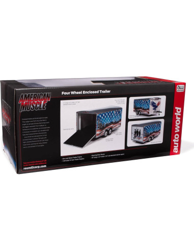 Remolque Cerrado Diecast American Muscle 1:18 Rojo-Blanco-Azul