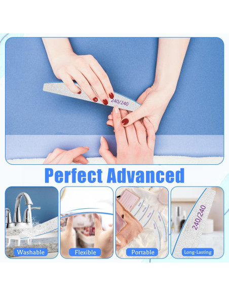 12 PCS Limas de Uñas 240/240 YoursTrust para Uñas Naturales