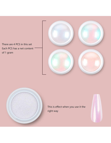 Kit de Polvo de Uñas Chrome Artdone 4 Piezas Efecto Espejo