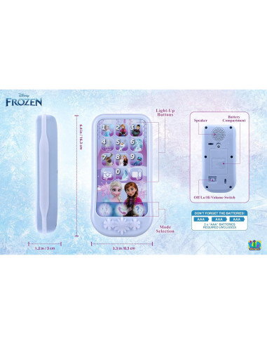 Teléfono de Juguete Disney Frozen eKids para Niños 3-6 Años