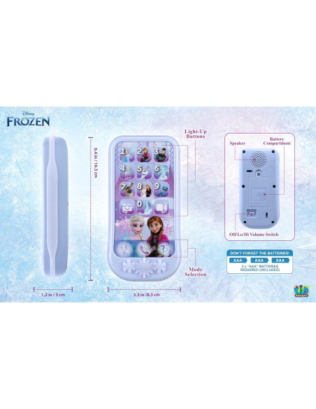 Teléfono de Juguete Disney Frozen eKids para Niños 3-6 Años