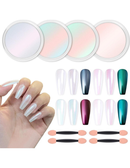 Kit de Polvo de Uñas Chrome Artdone 4 Piezas Efecto Espejo