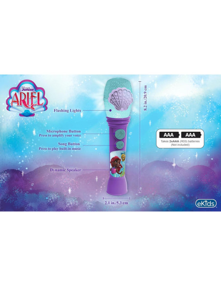 Micrófono de Juguete eKids Ariel para Niños con Música y Luces