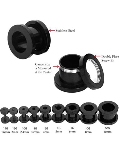 Kit de Estiramiento de Orejas 36 Piezas CABBE KALLO Acero Inoxidable