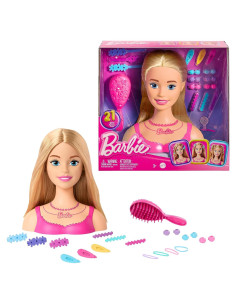 Cabeza de Estilo Barbie Rubia con 20 Accesorios Coloridos