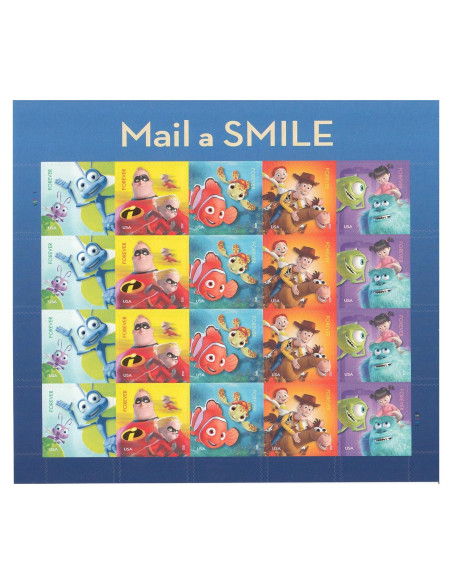 Hoja de 20 Sellos Forever Disney Pixar 2012 - A Bug's Life, Toy Story