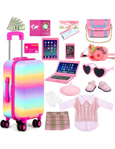 Maleta de Viaje para Muñecas 18" WONDOLL con Ropa y Accesorios 2