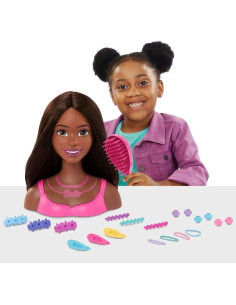Cabeza de Estilo de Muñeca Barbie Marrón con 20 Accesorios 2