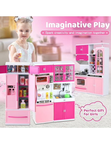 Set de Cocina Rosa 64 PCS con Luces y Sonidos SOCBTNSO