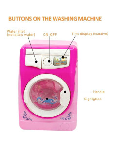 Lavadora Mini Simulación Coherny Rosa para Casa de Muñecas 2