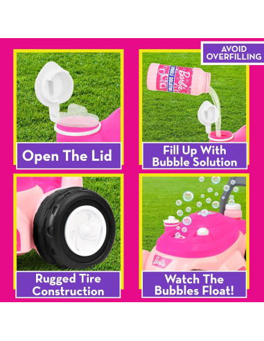 Cortacésped de Burbuja Barbie para Niños 1.42 kg, Juguete Sin Pilas