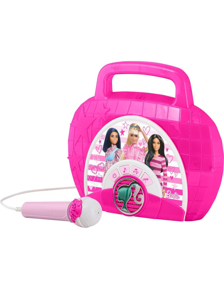 Boombox Karaoke eKids Barbie con Micrófono y Música Incorporada