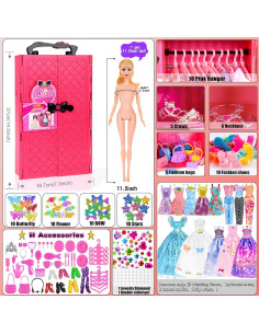 Ebuddy 140 Piezas Ropa y Accesorios para Muñeca 11.5" 2