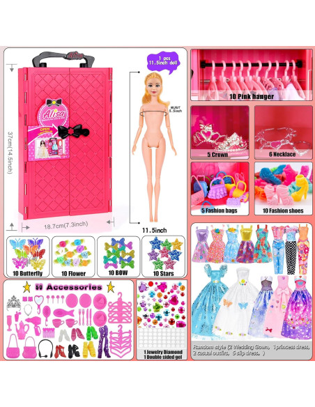 Ebuddy 140 Piezas Ropa y Accesorios para Muñeca 11.5" Ebuddy 140 Piezas Ropa y Accesorios para Muñeca 11.5"