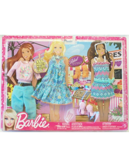 Barbie Fashionistas Paquete de Moda 2013 - 3 Conjuntos