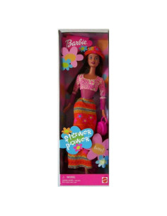 Muñeca Barbie Poder Floral Mattel con Falda Naranja y Rosa