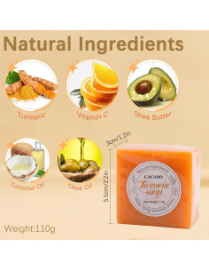 Jabón de Cúrcuma Natural CACASO - 3 Piezas para Cara y Cuerpo 2