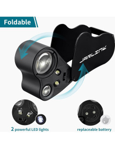 Lupa de Joyero JARLINK 30X 60X 90X con Luz LED y UV 2