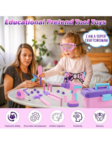 Juego de Herramientas para Niñas Maysida 67 Piezas Rosa