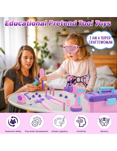Juego de Herramientas para Niñas Maysida 67 Piezas Rosa