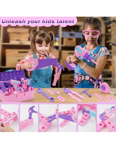 Juego de Herramientas para Niñas Maysida 67 Piezas Rosa