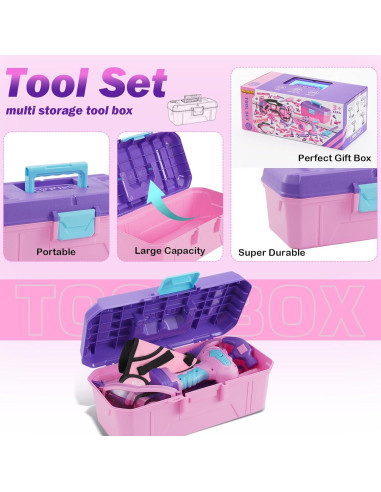 Juego de Herramientas para Niñas Maysida 67 Piezas Rosa