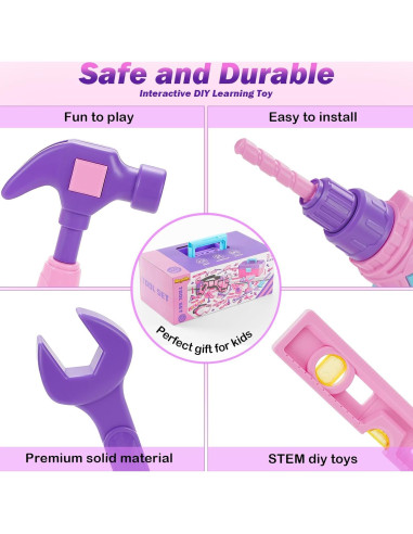 Juego de Herramientas para Niñas Maysida 67 Piezas Rosa