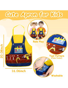 Juego de herramientas TONZE para niños con delantal 39 PCS 2