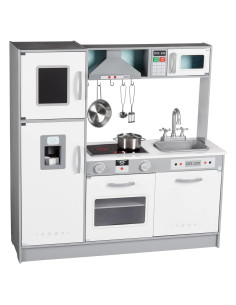 Juego de Cocina para Niños Amazon Basics 99x30x99cm Blanco y Gris