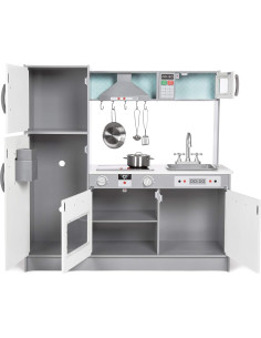 Juego de Cocina para Niños Amazon Basics 99x30x99cm Blanco y Gris 2