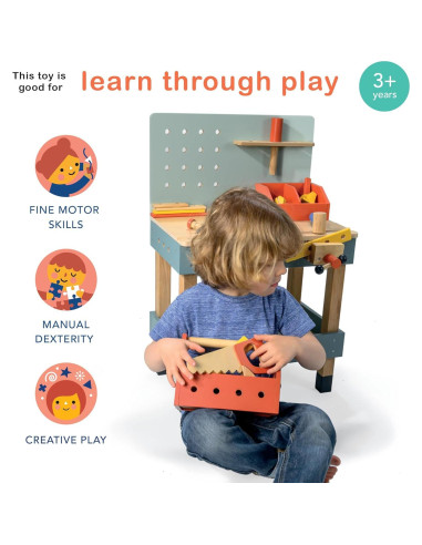 Kit de Herramientas de Madera Mentari - Juego de Construcción 3+