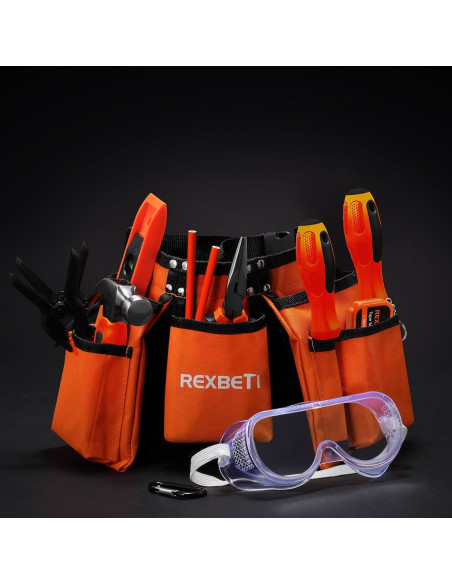 Juego de herramientas REXBETI para niños con cinturón 17 piezas