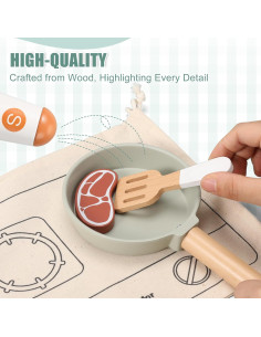 Juego de Cocina de Madera Pithfor para Niños 3 a 5 Años 2