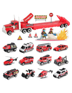 Camión de Bomberos Oriate con Remolque y Vehículos 1:64