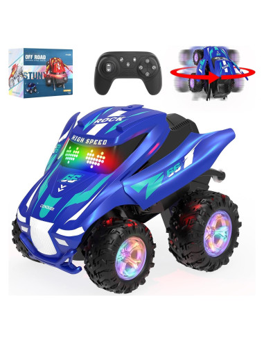 Coche RC Acrobático ITEFDTUTNE 360 Luz y Música Azul
