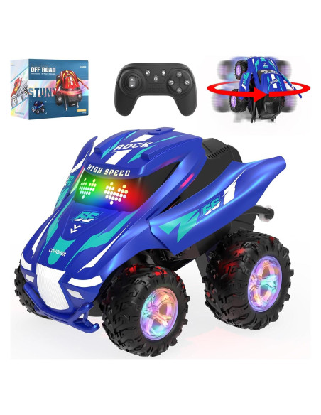 Coche RC Acrobático ITEFDTUTNE 360 Luz y Música Azul