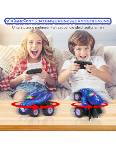 Coche RC Acrobático ITEFDTUTNE 360 Luz y Música Azul