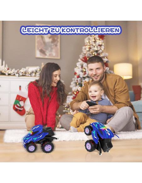 Coche RC Acrobático ITEFDTUTNE 360 Luz y Música Azul