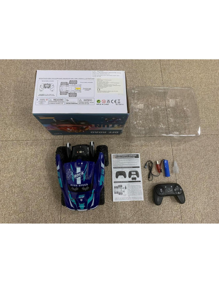 Coche RC Acrobático ITEFDTUTNE 360 Luz y Música Azul