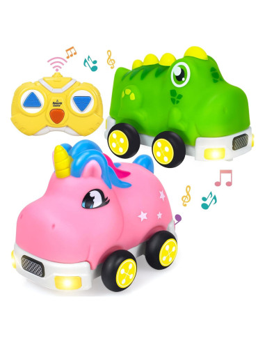 Coche RC Unicornio y Dinosaurio Hymaz con Luces LED