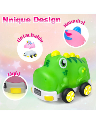 Coche RC Unicornio y Dinosaurio Hymaz con Luces LED