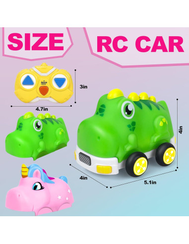 Coche RC Unicornio y Dinosaurio Hymaz con Luces LED