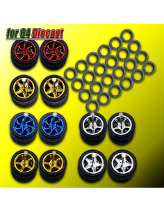 WAVEIST Ruedas y Neumáticos 1/64 Removibles para Modelos 2