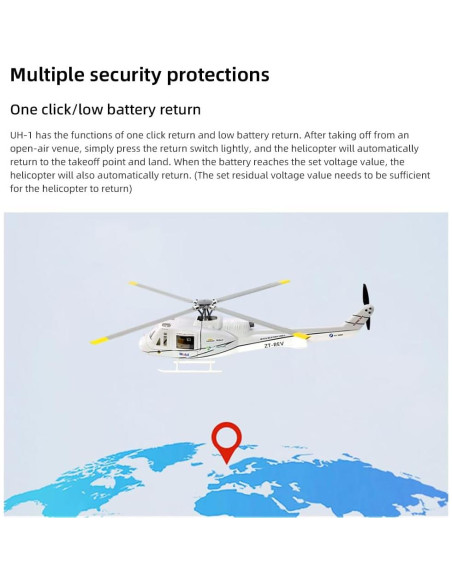 Helicóptero RC FLYWING UH1 V4 750mm GPS 4 Palas Gris