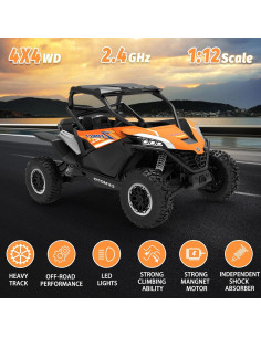 Coche RC Todo Terreno Hitish 1:12 con Luz LED y 2 Baterías 2