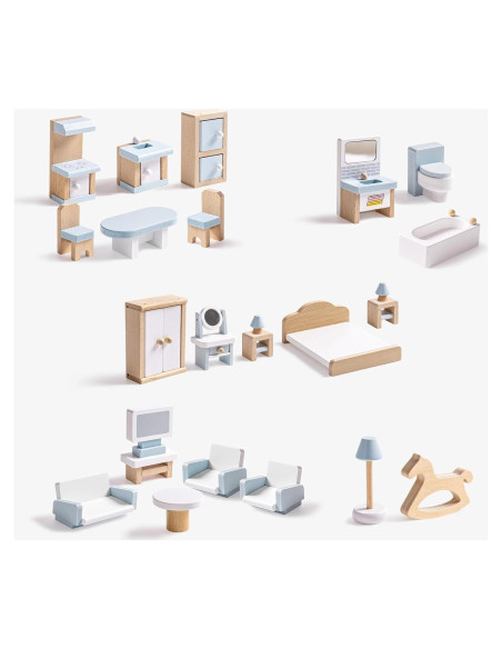 Juego de Muebles de Casa de Muñecas ROBOTIME 23 Piezas