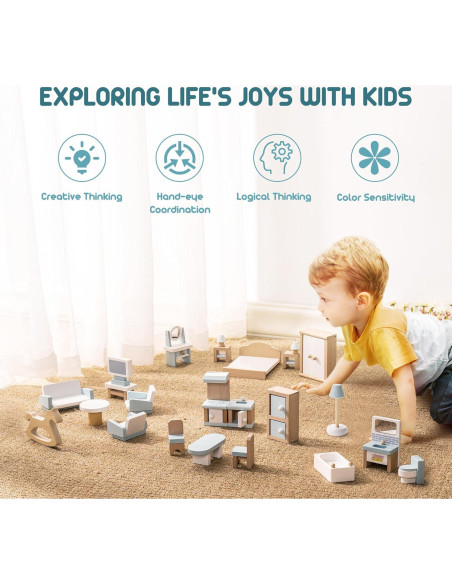 Juego de Muebles de Casa de Muñecas ROBOTIME 23 Piezas