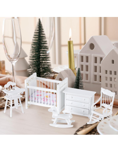 Set de Muebles de Casa de Muñecas Silipull 5 Piezas Blanco