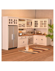 Conjunto de Cocina de Muñecas iLAND 1/12 Madera Blanca